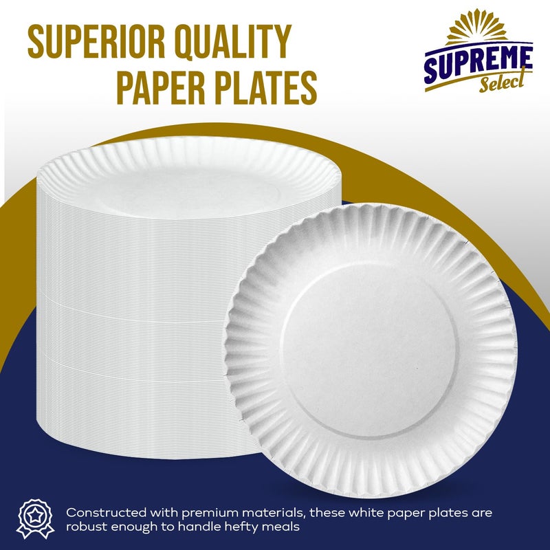 Supreme Select Disposable Paper Plates in Bulk [Set of 200 | 9 inch] Uncoated White Large Plate - Ideal for Birthday Parties, Weddings, Thanksgiving, Dinners, Desserts, Crafts, and BBQs - Image 3
